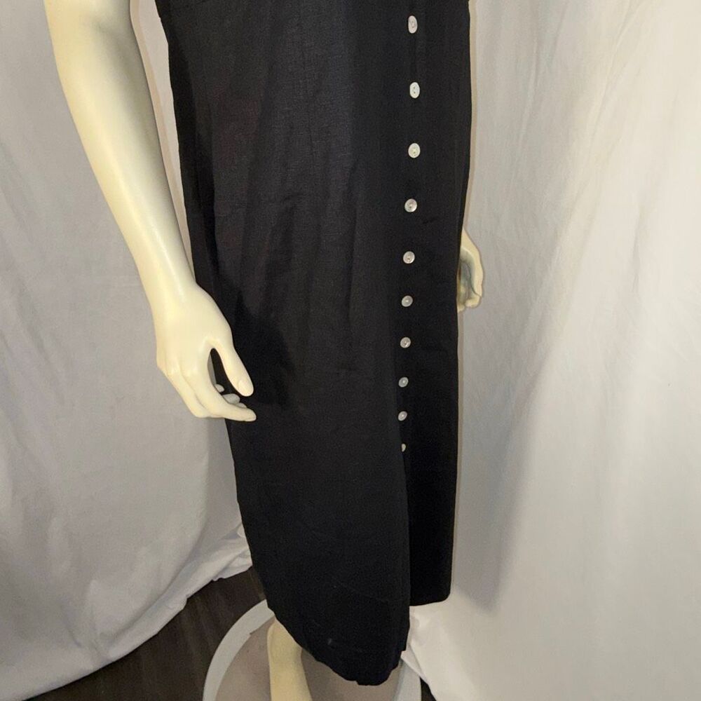 Vintage 90s Jessica Howard Petite Black Linen Blend Sailor Midi Dress Nautical P - Picture 5 of 16